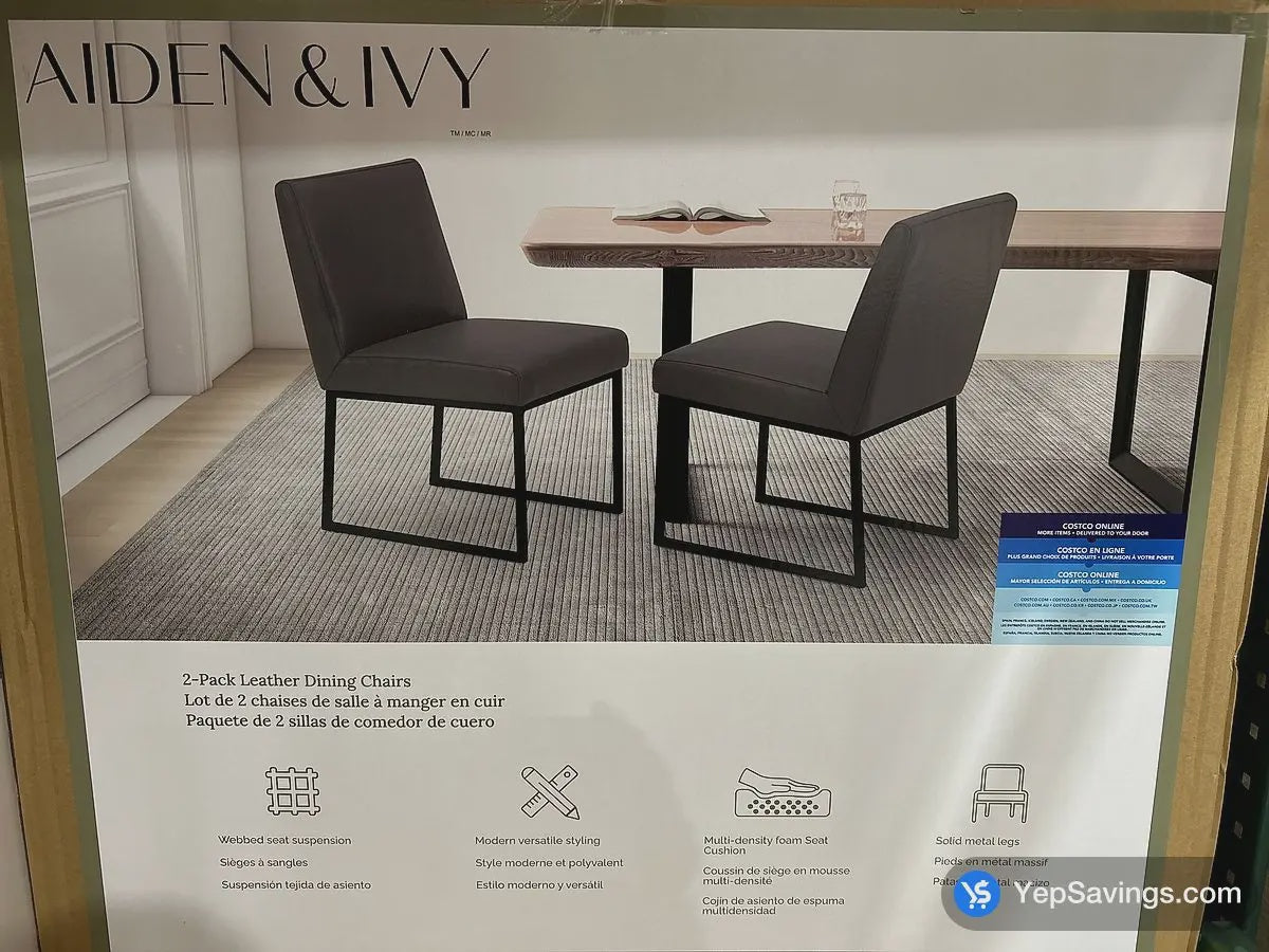 Aiden Ivy Top Grain Leather Dining Chairs Pack Grey – Urban