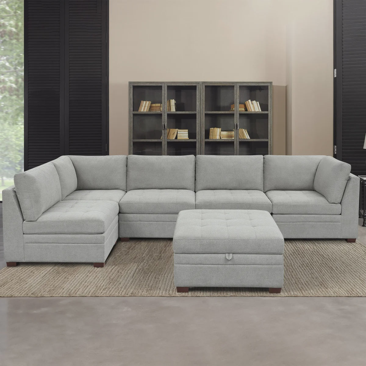 Thomasville Tisdale 6-piece Fabric Sectional with Storage Ottoman,