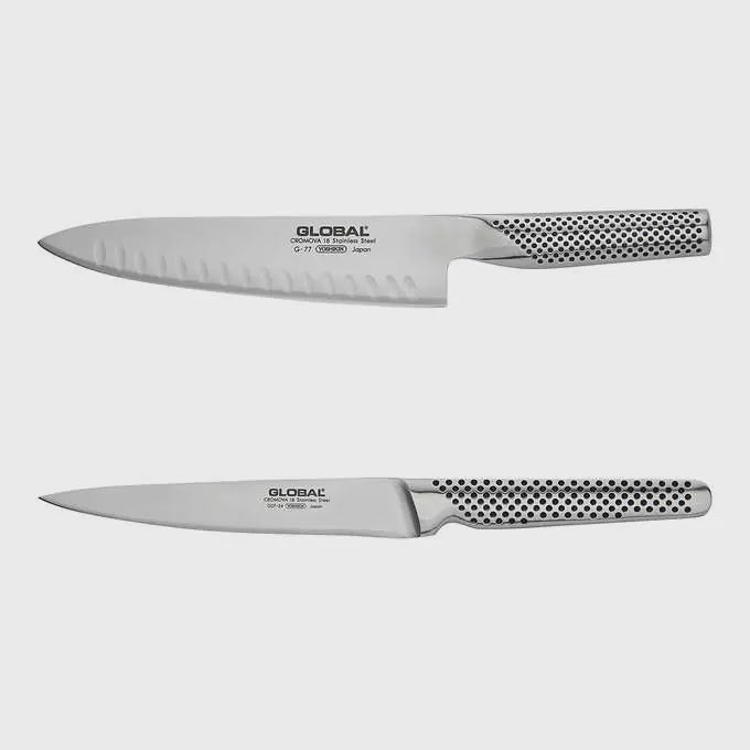 Global Cromova 18 Stainless Steel 2 Piece Kitchen Knife Set