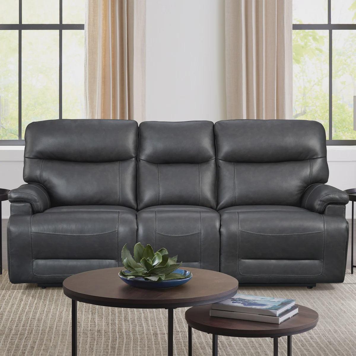 Northridge Home Graham Park Power Reclining Top-grain Leather Sofa