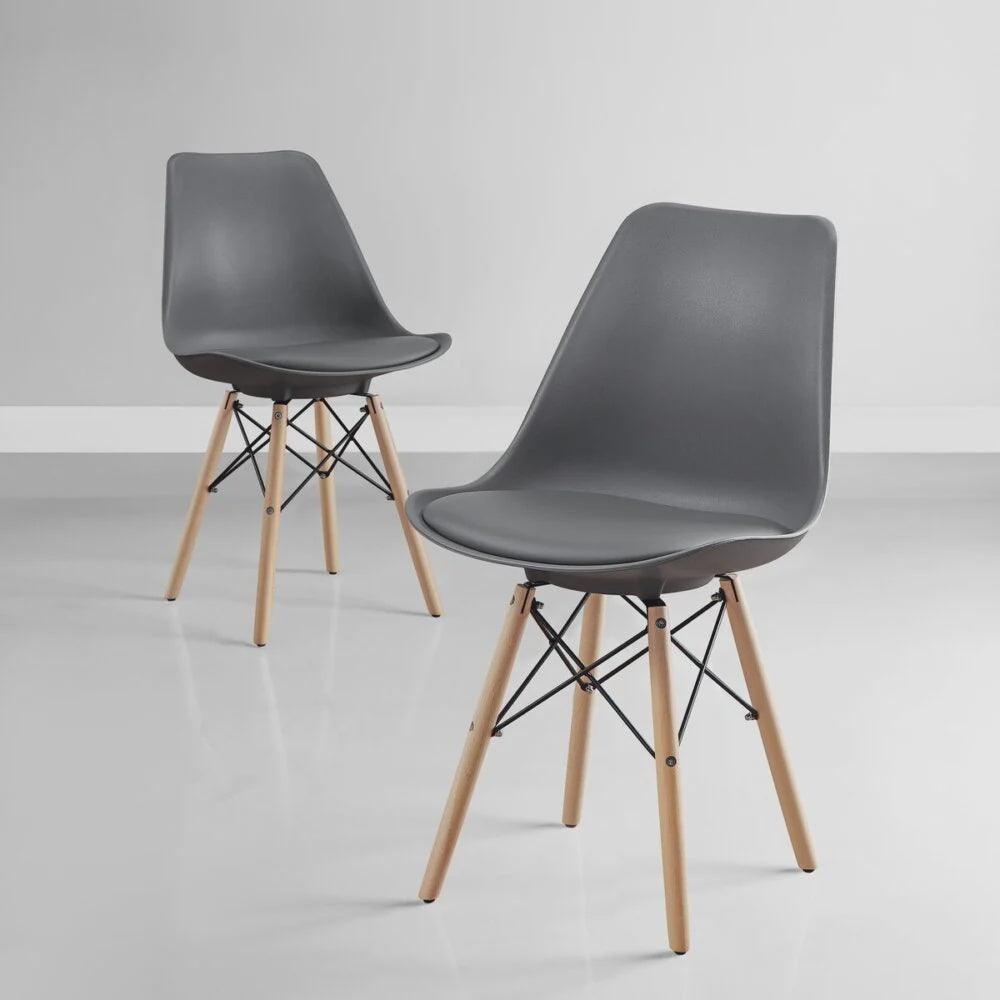Bayside 2-Pack Chairs 現代的なデザイン Bayside Furnishings Eiffel Chair, Dark Grey, 2-pack – Urban Wholesale