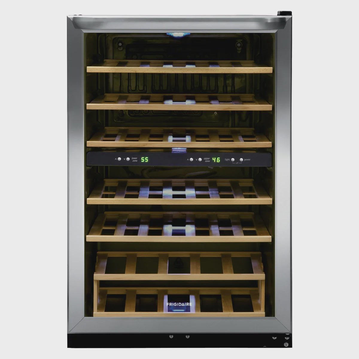 Frigidaire 45 Bottle Stainless Steel Dual Zone Wine Cooler with Reversible Door