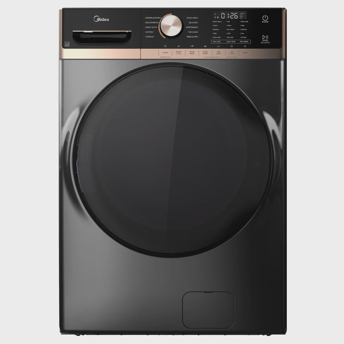 Midea 8.0 cu ft. Metallic Grey Electric Dryer with Steam Care