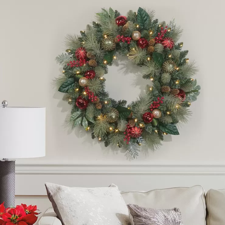 30" Pre-Lit Christmas Wreath