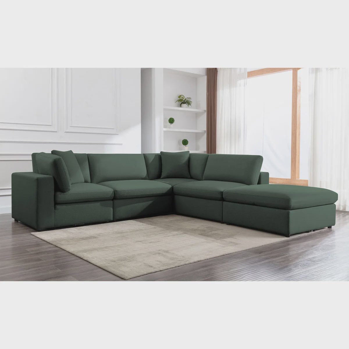 Urban Lounge 5-piece Fabric Sectional, Green