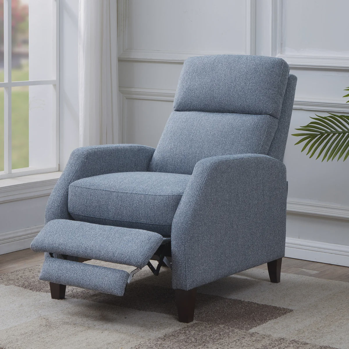 Fabric Pushback Recliner, Blue