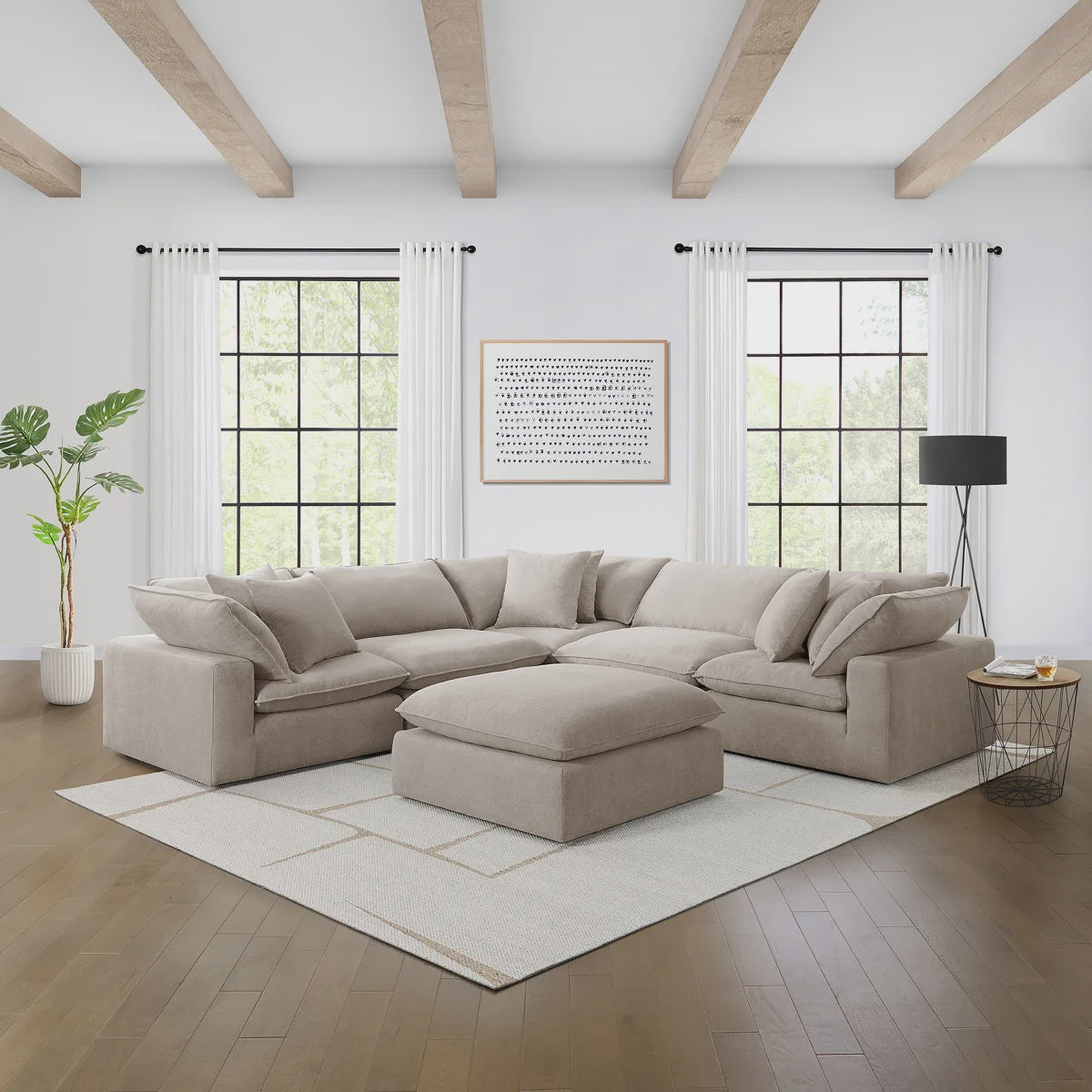 Aiden & Ivy Sereen 6-piece Fabric Sectional, Beige