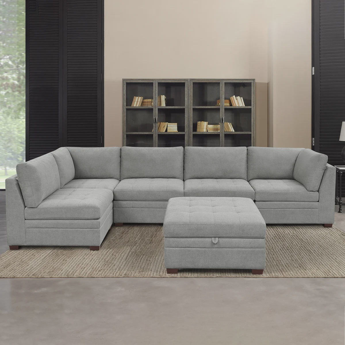 Thomasville Tisdale 6-piece Fabric Sectional with Storage Ottoman