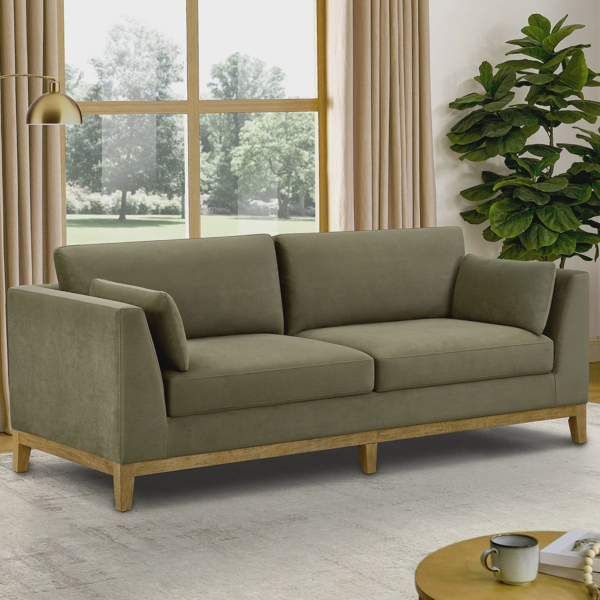 Thomasville Fabric Sofa with Storage Seats