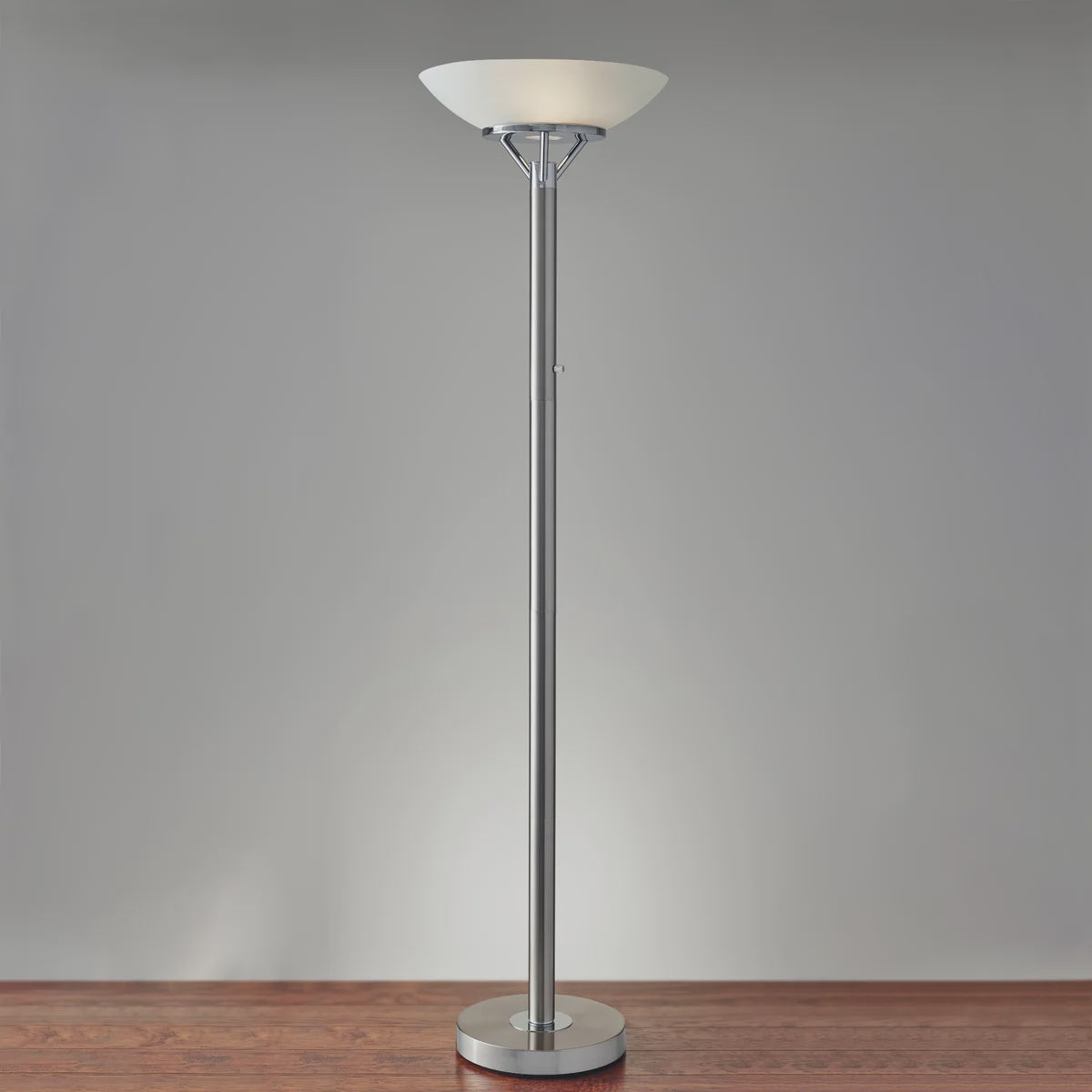 Expo Floor Lamp, Brushed Steel