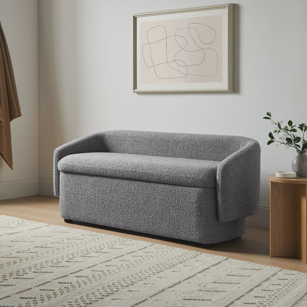 JD　【アメリカ小物】布製テナント　IVY　大学 Aiden & Ivy Fabric Storage Bench, Grey – Urban Wholesale