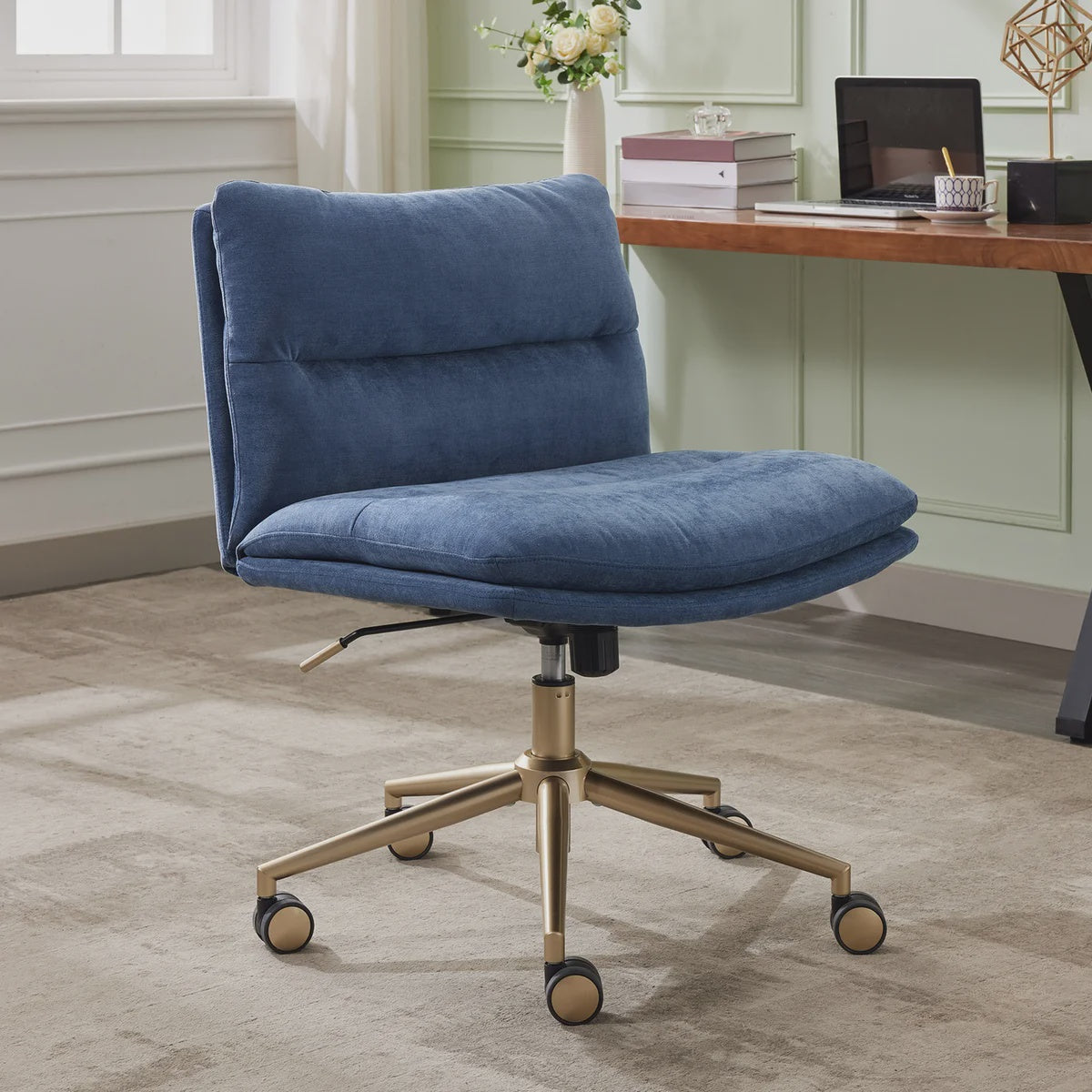 Elle Decor Gracie Criss-Cross Office Chair, Blue