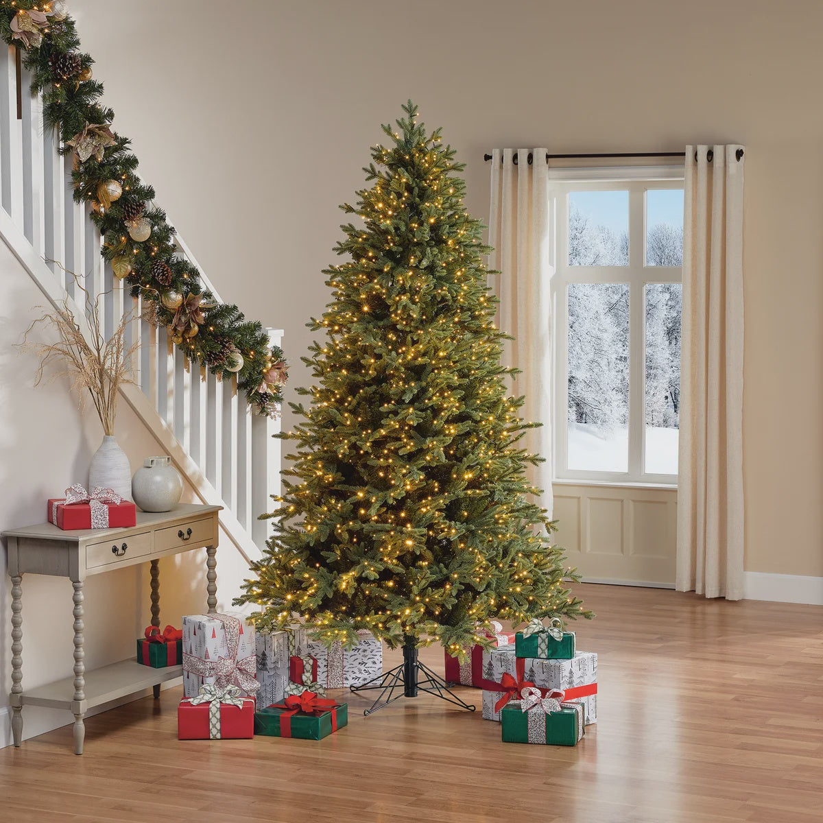 7,5ft Pre-Lit Artificial LED Twinkle Christmas Tree, 1,850 Radiant Micro Dot LED lights with Twinkling effects