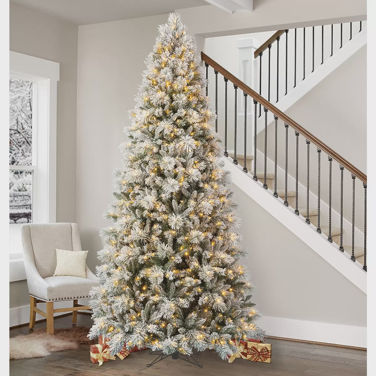 9ft Flocked Glitter Christmas Tree