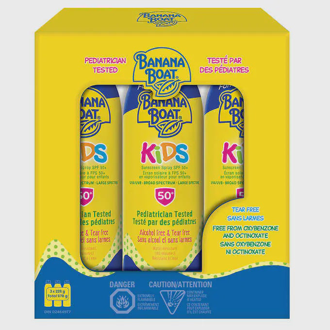 Banana Boat Kids Sunscreen Spray SPF 50, 3 x 226 g