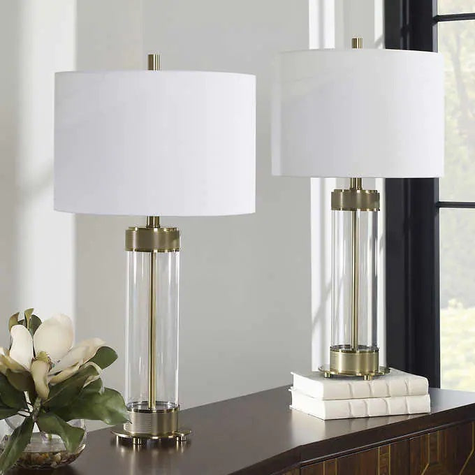 Barnes Antique Brass Finish Table Lamp, 2-pack