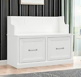 Bush Woodland Modern Entryway Bench with Doors **Small Dent