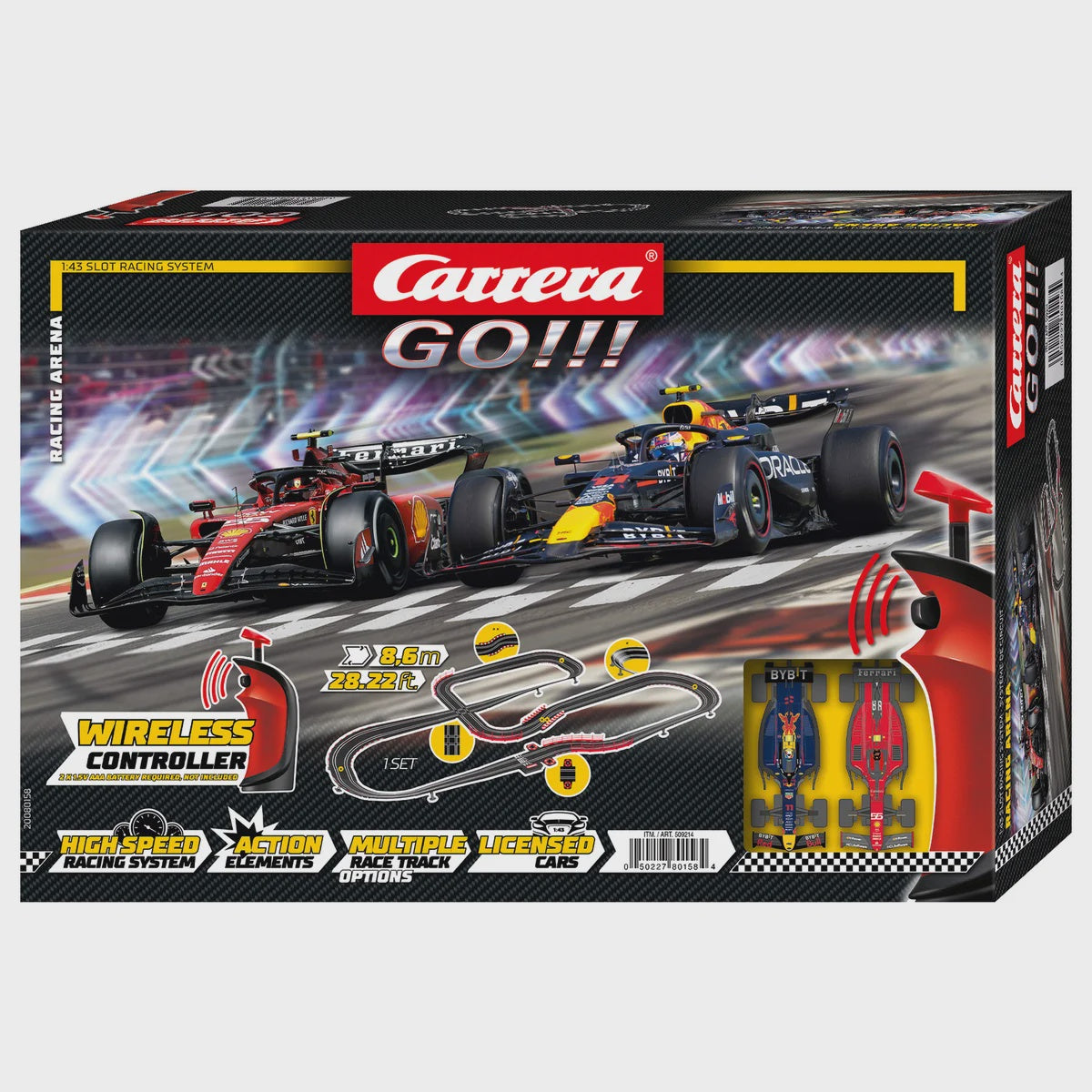 Carrera GO!!! “Racing Arena”- F1 Race Cars Perez/ Sainz with 2 Wireless Controllers