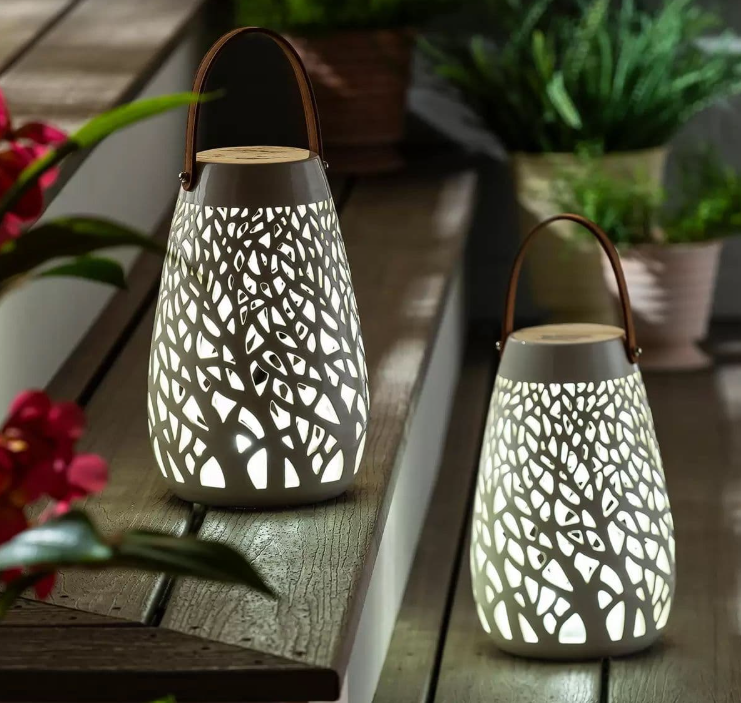Evergreen Ceramic LED Lanterns Set of 2