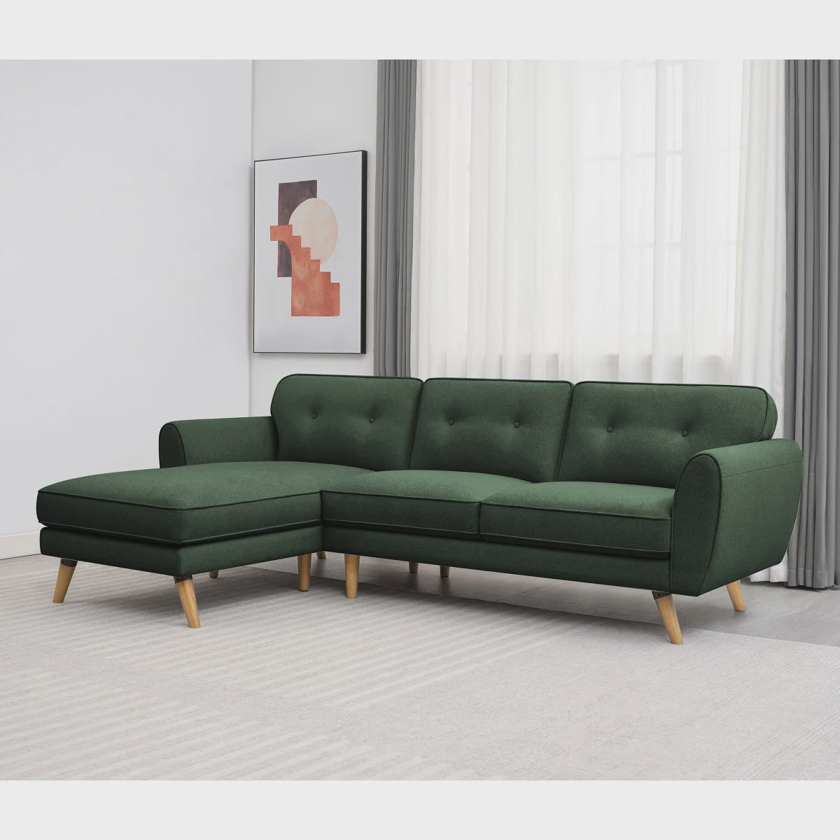 Fabric Left-hand Facing Sofa-Chaise