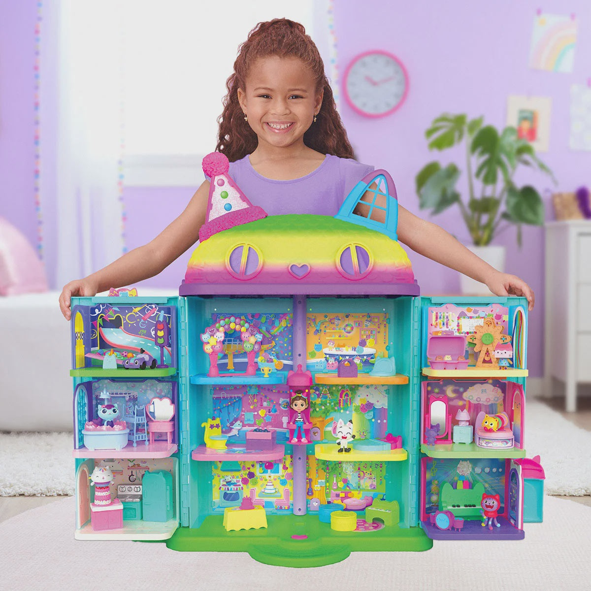 Gabby’s Celebration Dollhouse with 6 Detachable Rooms