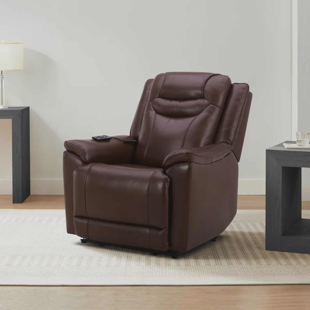 Gilman Creek – Top-grain Leather Power Recliner with Power Headrest, Heated Lumbar, Air Cell Massage, and CloudZero Recline, Brown