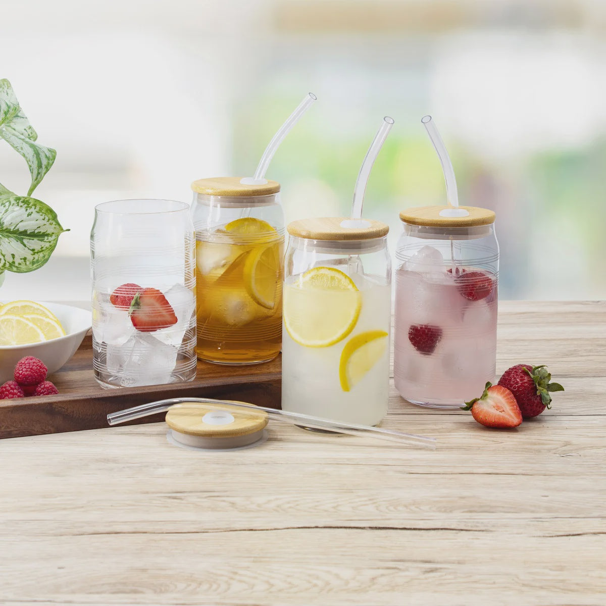 Gourmet Basics Tumblers with Lids and Straws, 4-pack