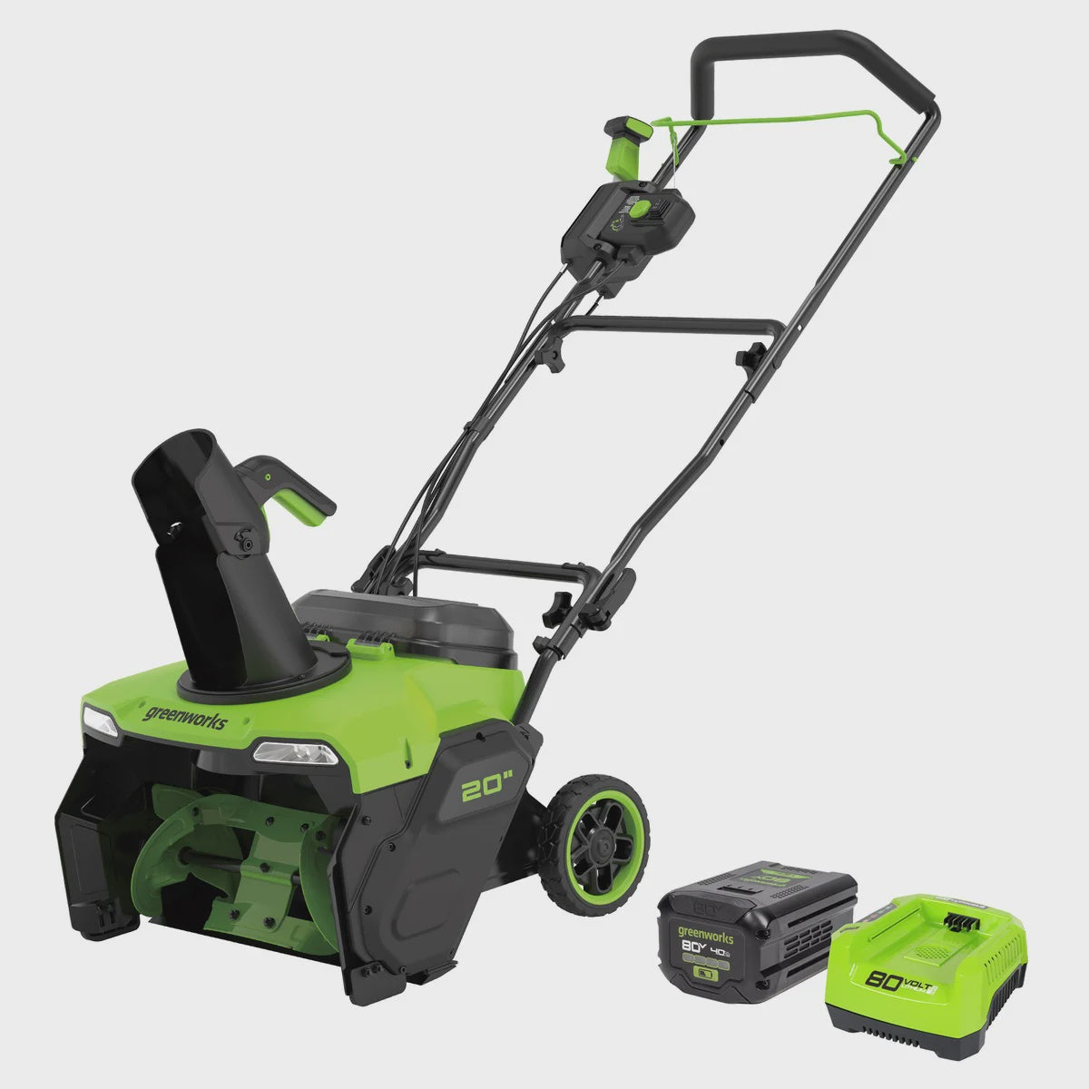 Greenworks 80V 20'' Single Stage Snow Thrower, 4.0 AH Battery and