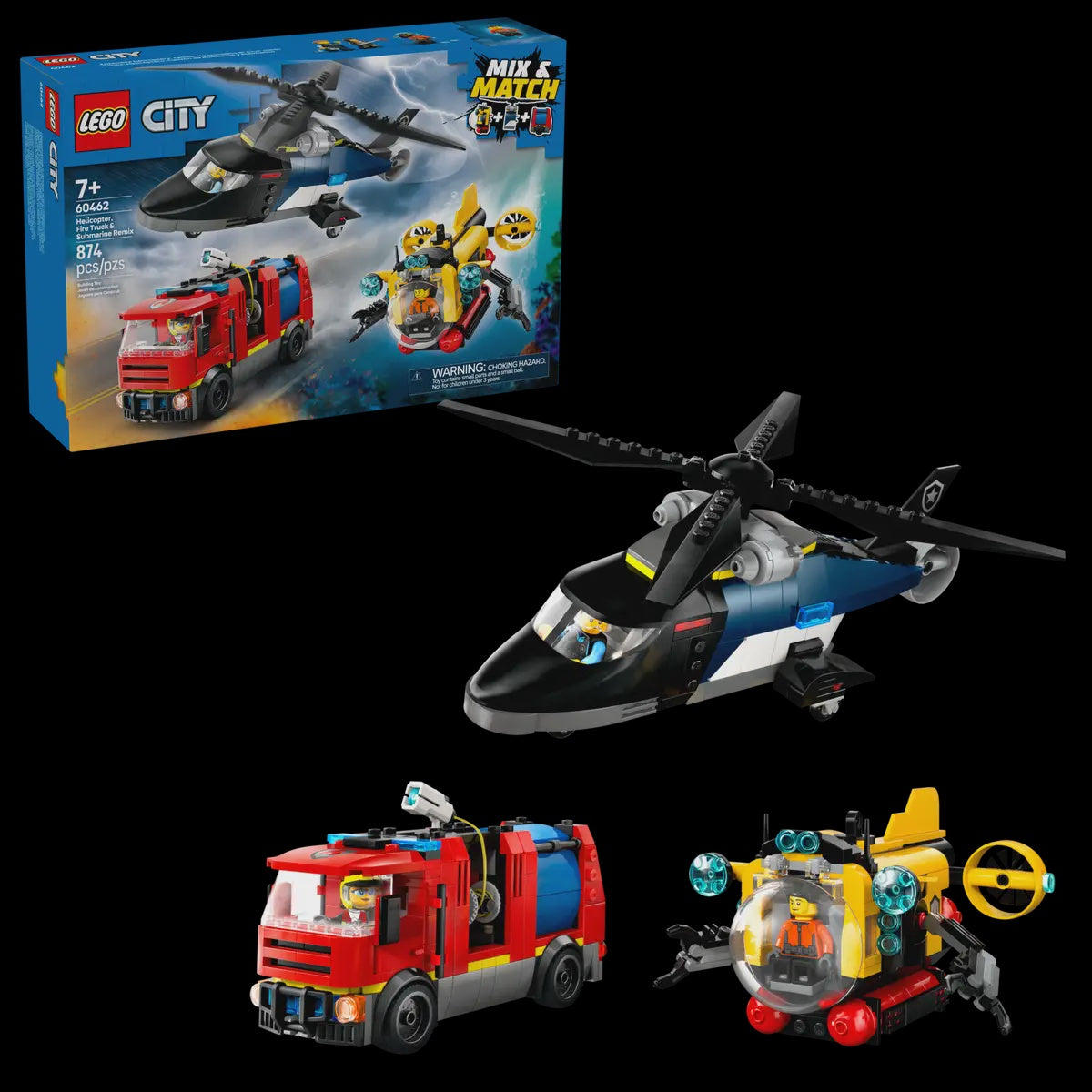 Lego Helicopter, Fire Truck & Submarine Remix