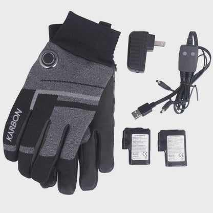 Karbon Heated Sports Gloves with Leather Palm