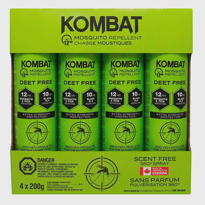 Kombat Mosquito & Tick Repellent Deet Free, 4 x 200 g