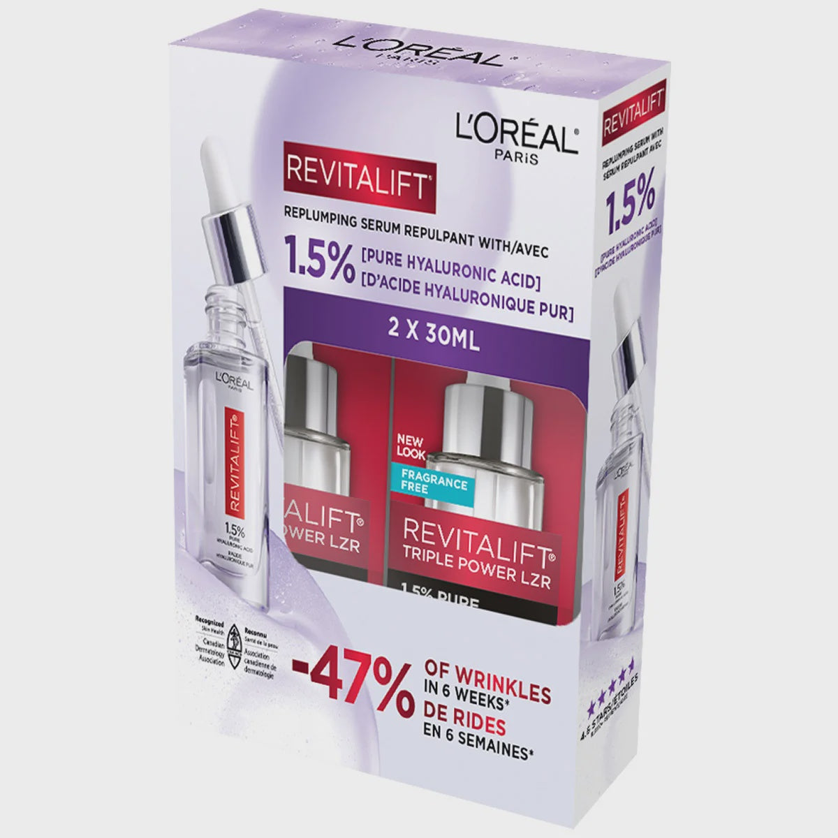 L'Oréal Paris 1.5% Pure Hyaluronic Acid Serum Revitalift Triple Power Lazer, 2 x 30 mL