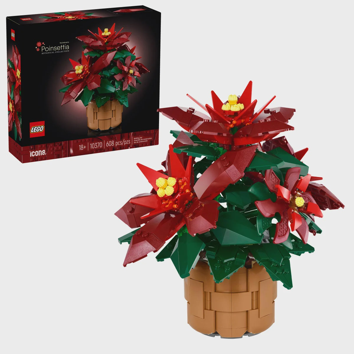 LEGO Icons Poinsettia Plant Building Set and Centerpiece Table Decoration 10370