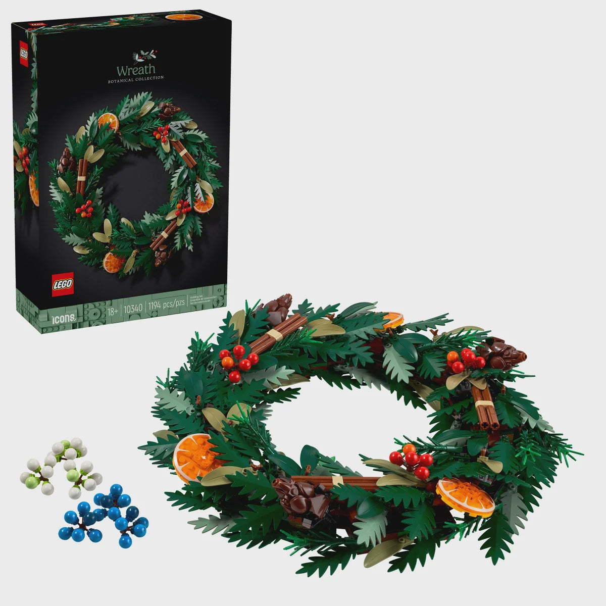 LEGO Icons Wreath Making Kit and Holiday Garland 10340