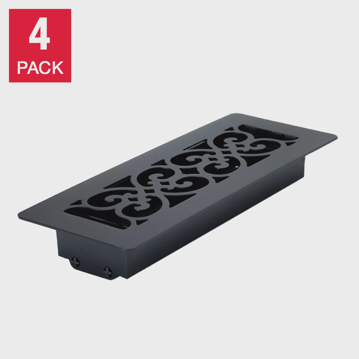 Manor House Black Low Profile Scroll Design Floor Registers, 4-pack 3 x 10 inch