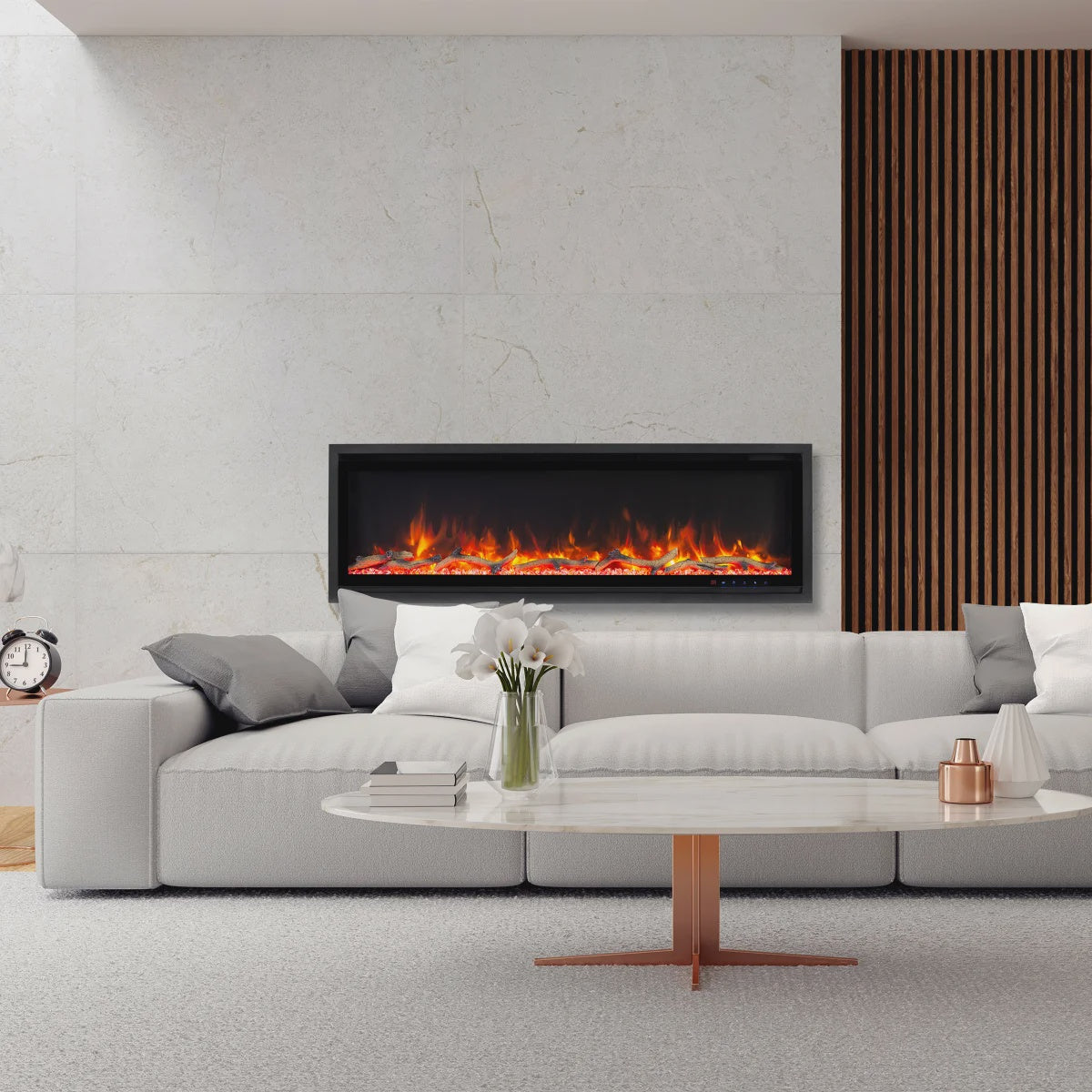 Paramount Kennedy II 127 cm (50 in.) Wall Mounted Electric Fireplace, Black