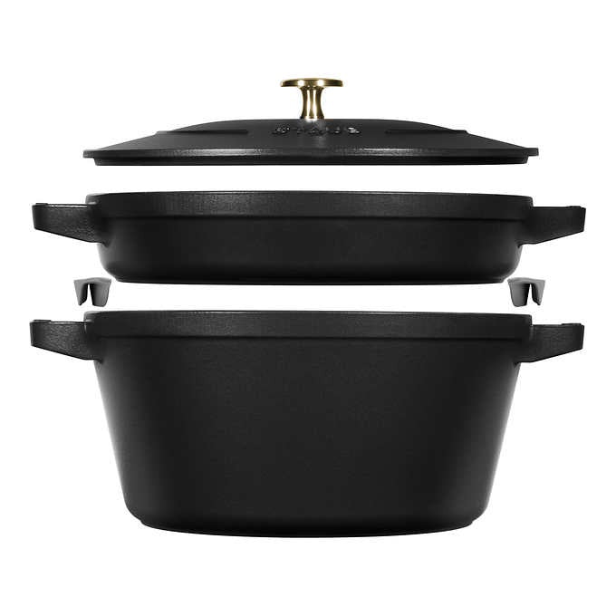 STAUB Stackable Cast Iron Dutch Oven Set, Small, 3-piece