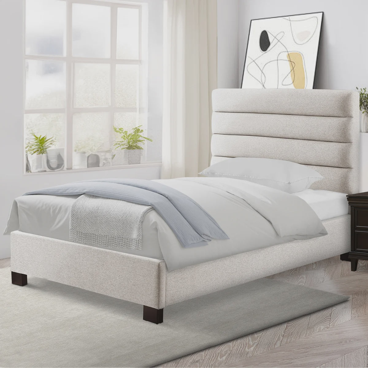 Sealy Albury Upholstered Double Bed Beige