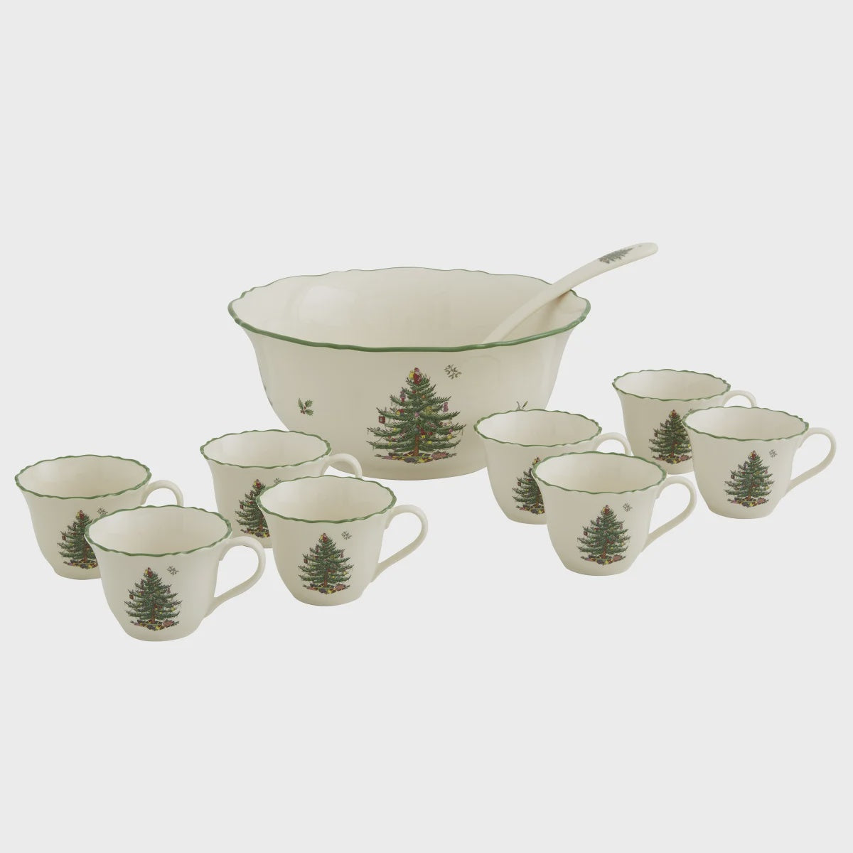 Spode Christmas Tree Collection, Punch Bowl Set, 10-pieces