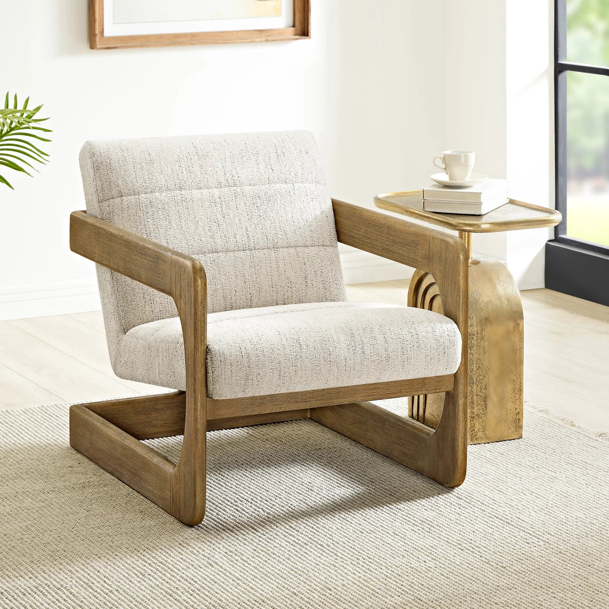 Thomasville Fabric Accent Chair with Wood Base