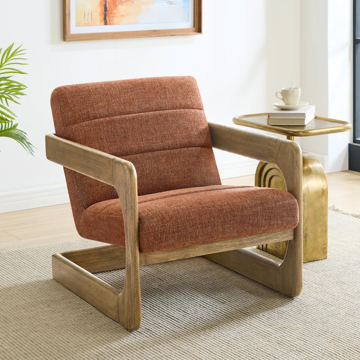 Thomasville Fabric Accent Chair with Wood Base