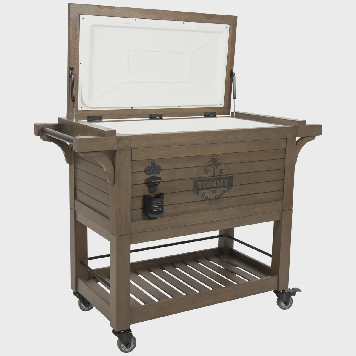 Tommy Bahama, Rolling Cooler, 100QT, Wood **clearance