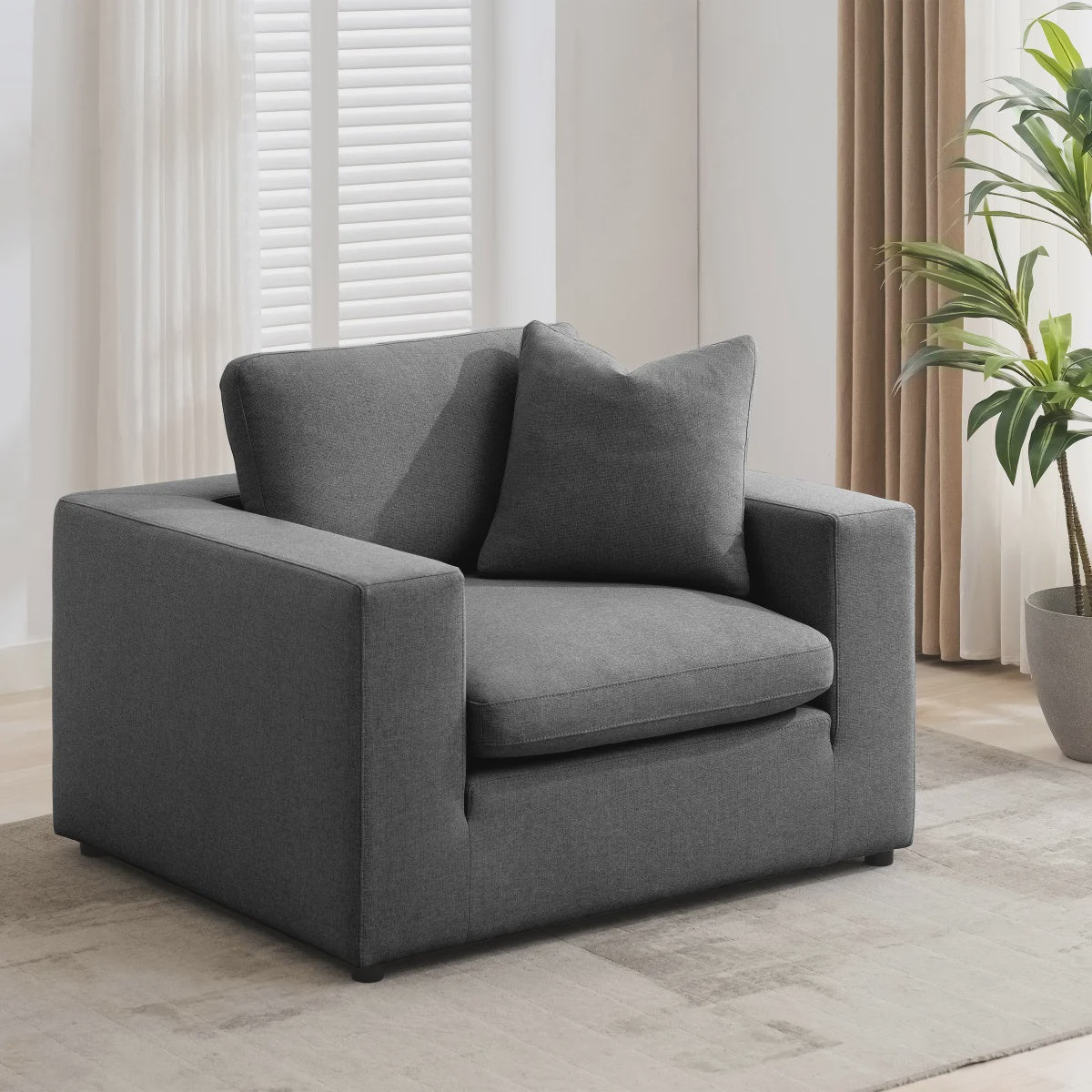Urban Lounge Fabric Chair, Dark Grey