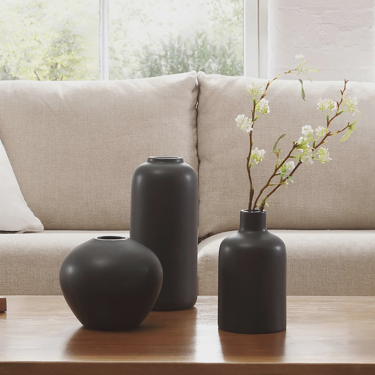 VCNY Handcrafted Stoneware Vases, Set of 3