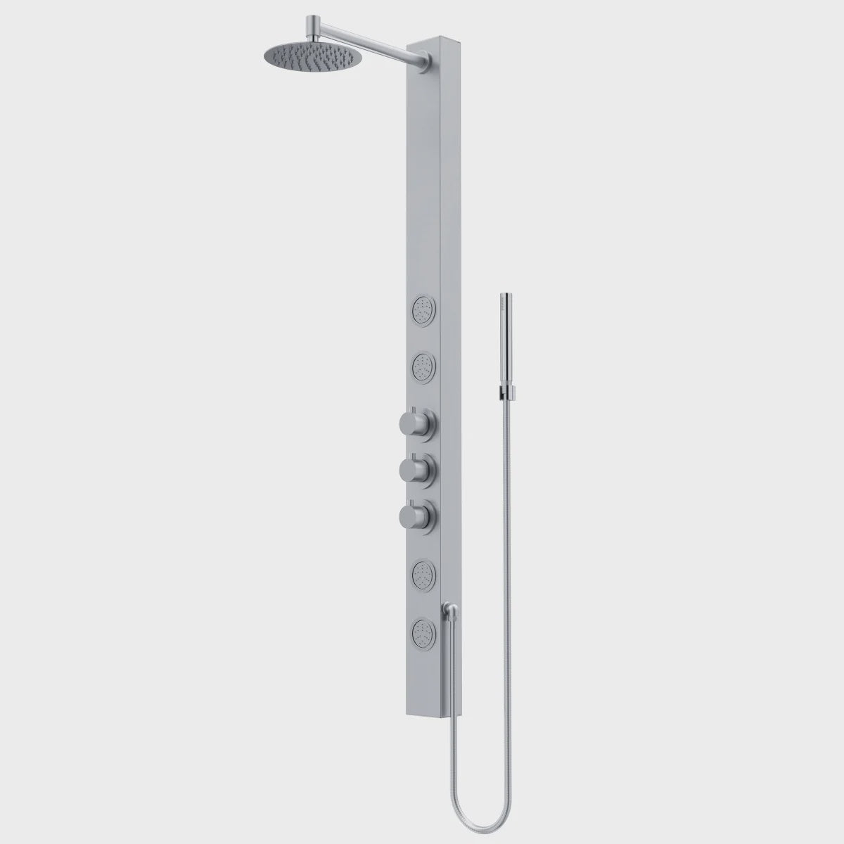 VIGO Sutton 4-jet Shower Panel with Round Shower Head and Hand Shower Wand, Stainless Steel