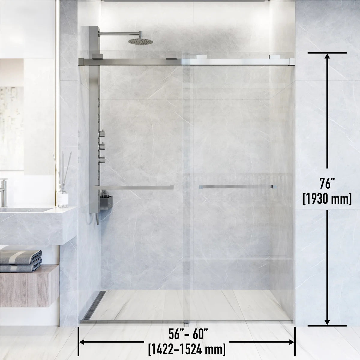VIGO Houston Frameless Sliding Shower Door