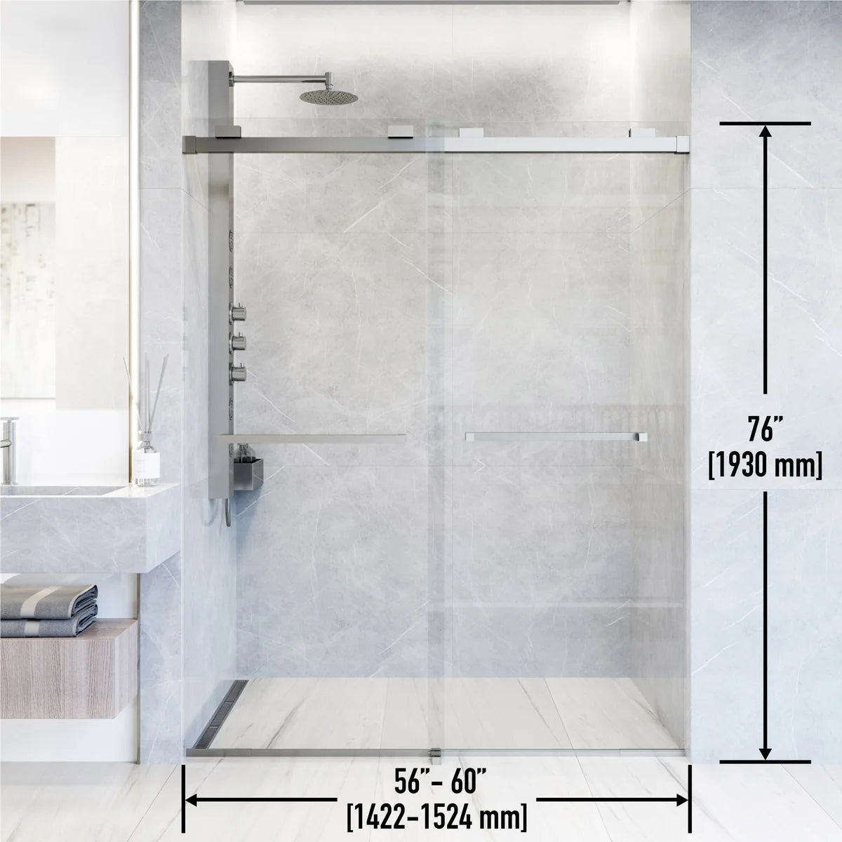 VIGO Houston Frameless Sliding Shower Door
