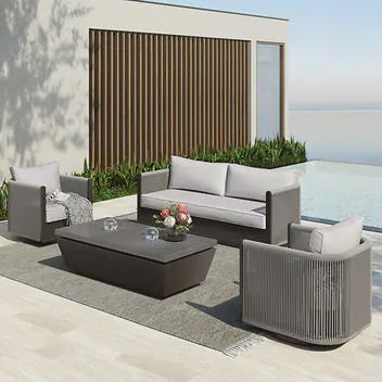 Vega 4-piece Patio Seating Set (Coffee Table has surface damage)