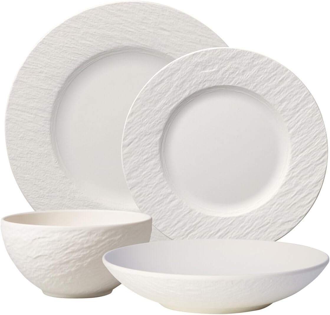 Villeroy & Boch Manufacture Rock Place Setting, 4-piece, White