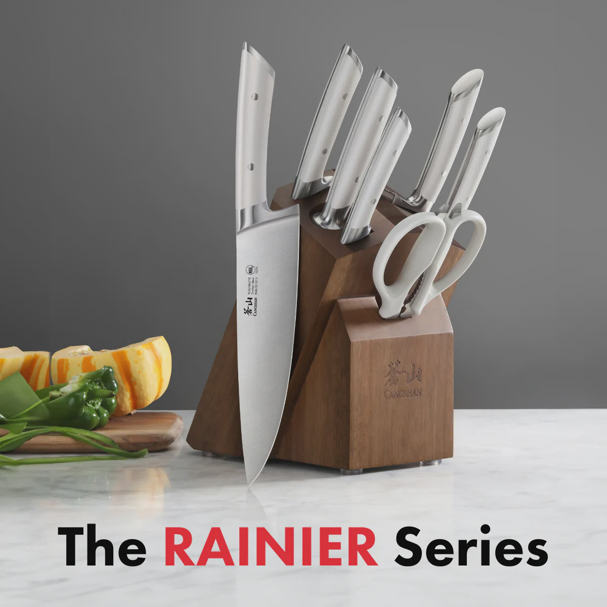 Cangshan Rainier Series 17 Piece  Knife Block Set White